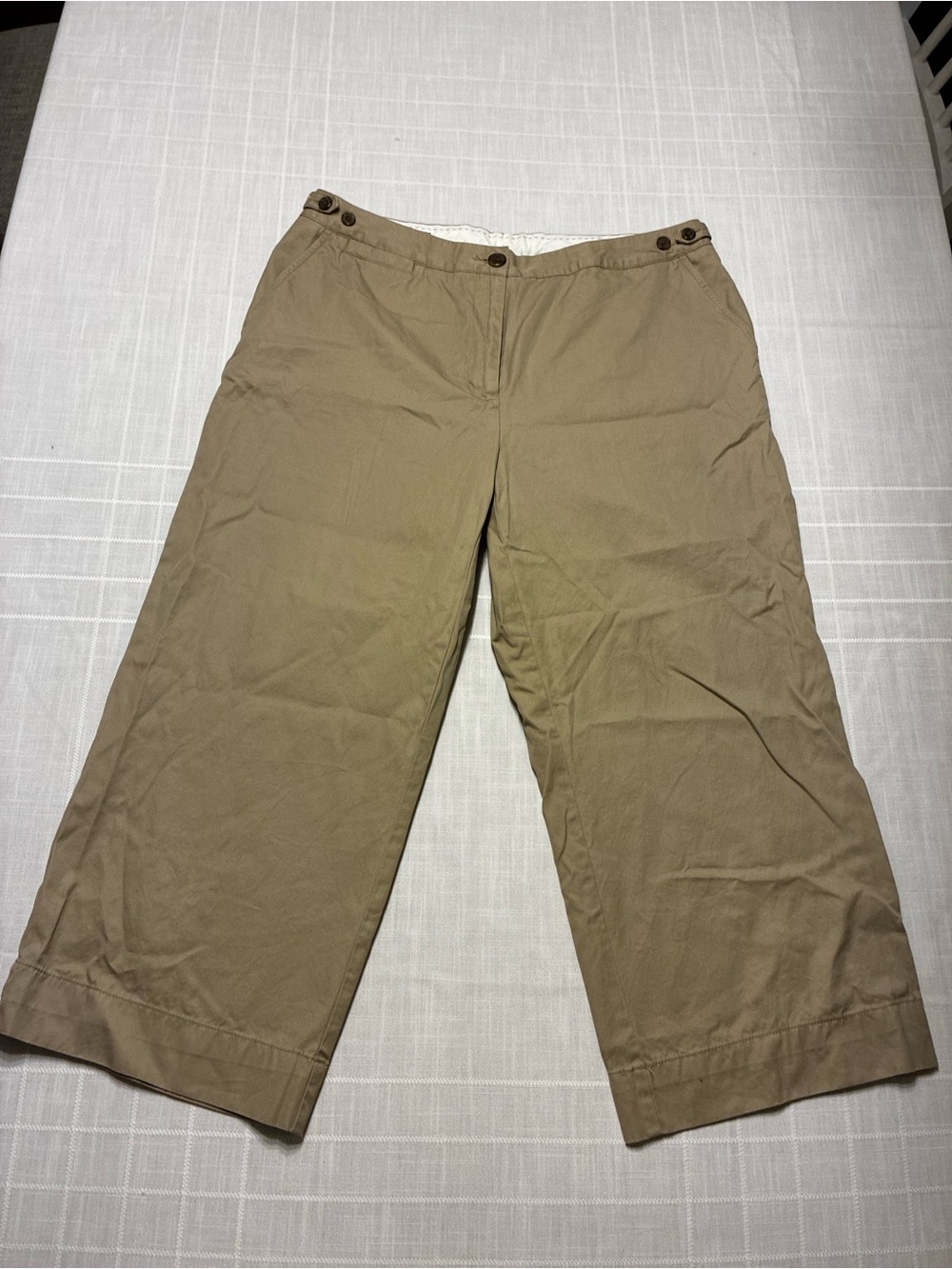 Lands' End Khaki Cropped Pants With Adjustable Waistband